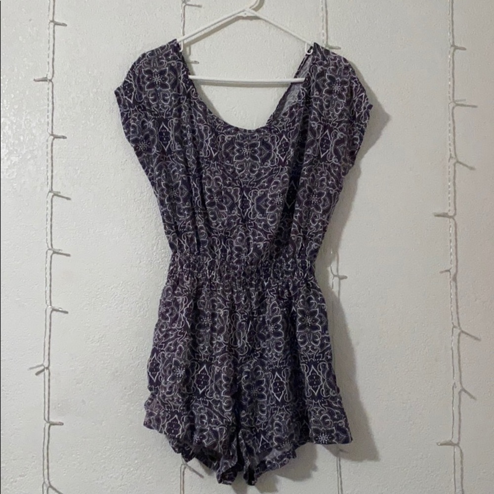 Blue floral backless Romper Size M